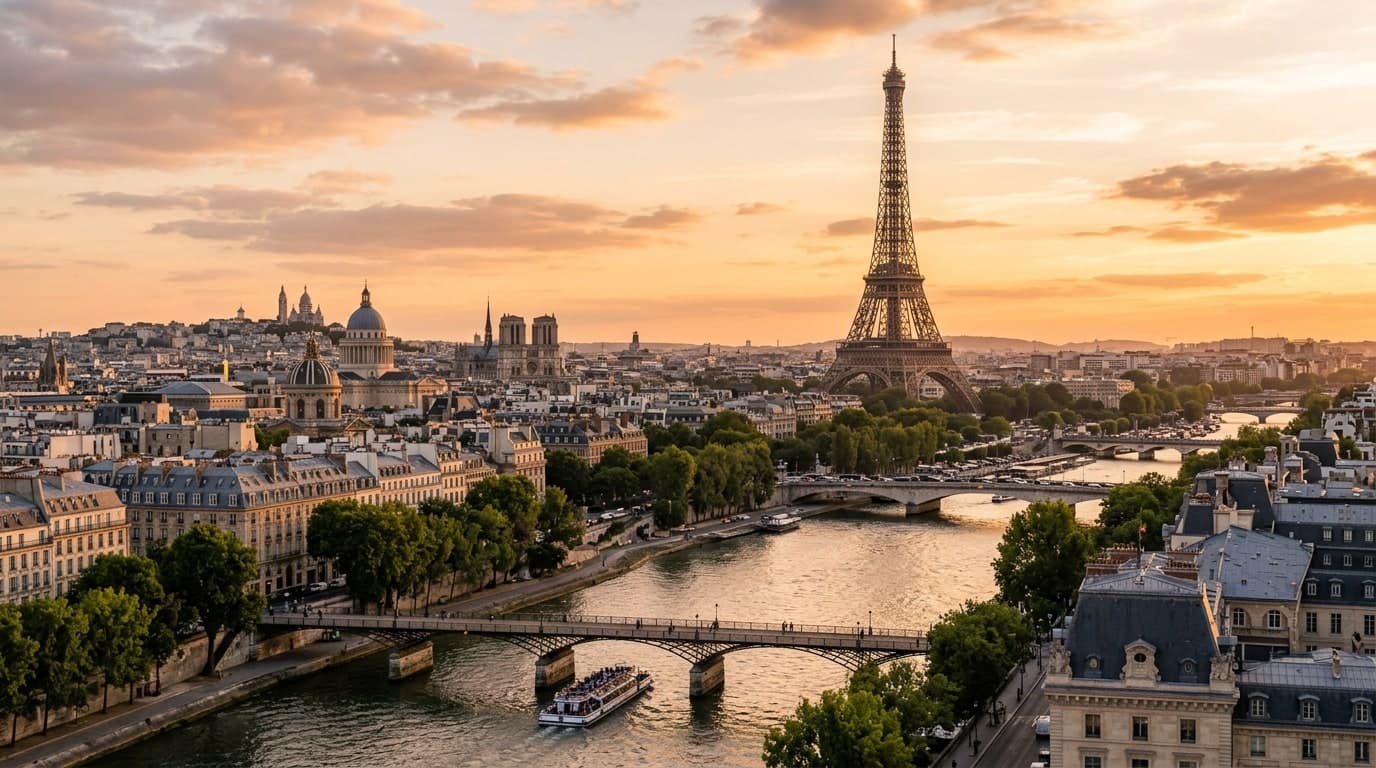 Schengen Europe tourist visa assistance featuring Eiffel Tower Paris by Swastik Tours