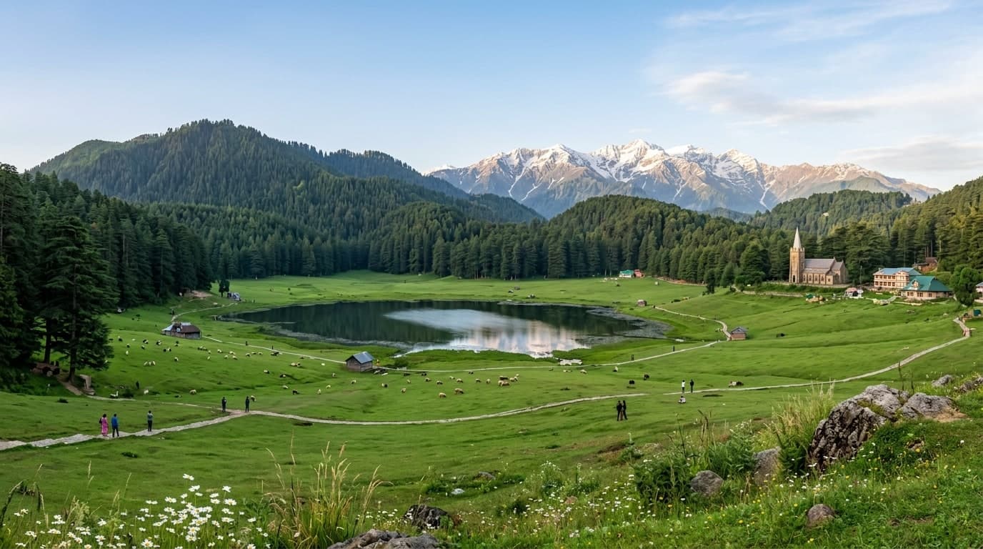 Khajjiar alpine meadow and lake in Dalhousie Mini Switzerland of India - Swastik Tours
