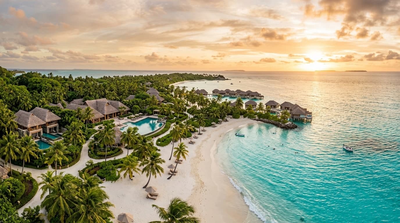 Crystal clear turquoise waters and coral reefs in Andaman Islands